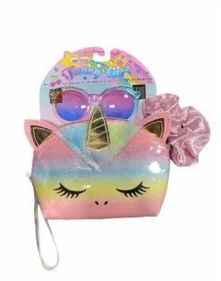 HOT FOCUS INC UNICORN SUNGLASSES W/WRISTLET & SCRUNCHIE