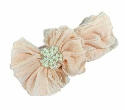 IN AWE Baby Accessories PEACH W/PEARL KNOT HEADBAND