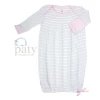 Infant Clothing Paty Pinstripe Grey W/Pink Jersey Trim Gown