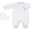 Baby Registry Paty Romper White W/Pink Trim