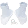 Baby Registry Paty White W/Blue Jersey Trim Booties