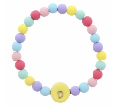 Jane Marie ''D'' Yellow Stamped Disk Multi Beaded Bracelet Gifts