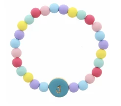 Jane Marie Gifts ''J'' Turq Stamped Multi Beaded Bracelet