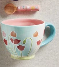 Mudpie Decor Happy Vibes Floral Mug Set