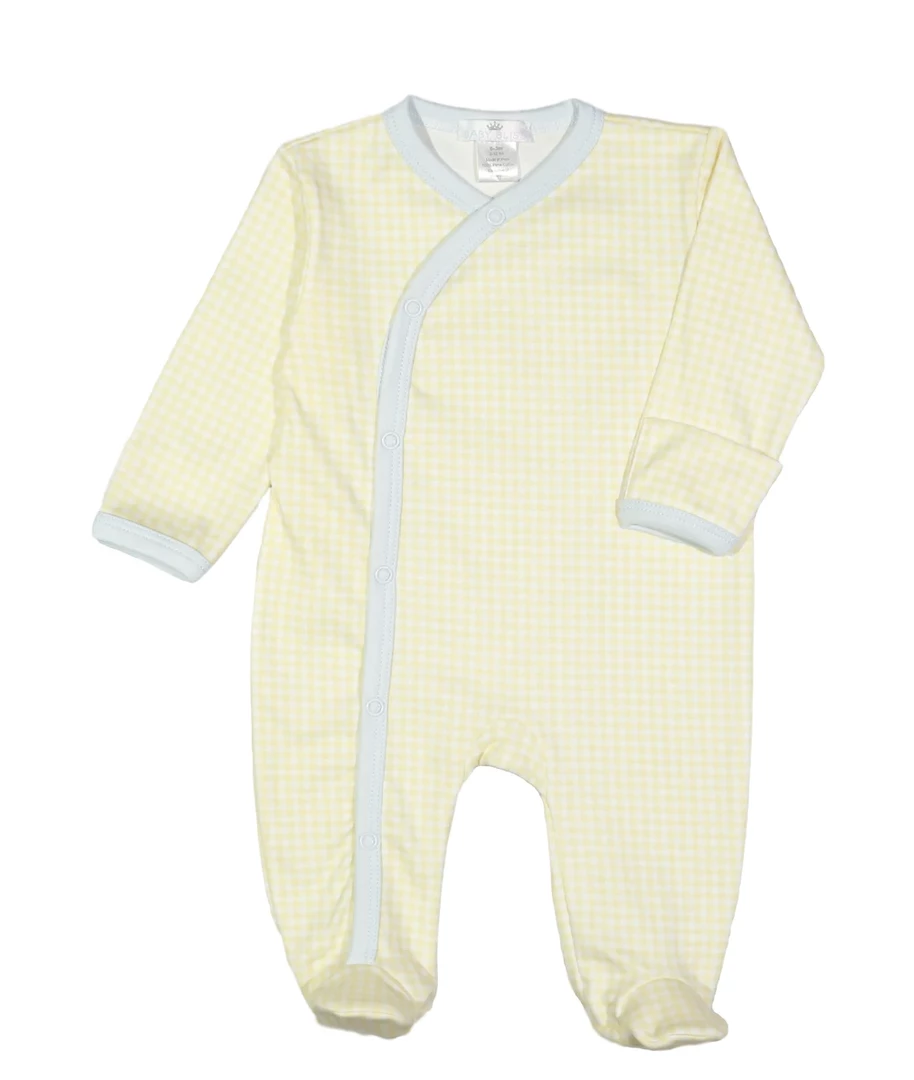 Deals ๐ Baby Registry Mason Yellow & Blue Gingham Footie ๐งจ 1 Baby Registry Mason Yellow & Blue Gingham Footie