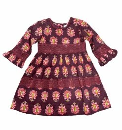 Yo Baby Fall Maroon/Coral Floral Dress