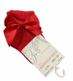 BEYOND CREATION Red Scottish Openwork Sock W/Bow