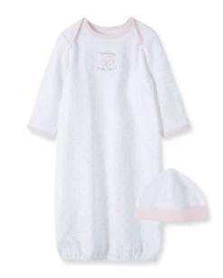 Little Me Pink Welcome To The World Sleeper Gown And Hat Infant Clothing
