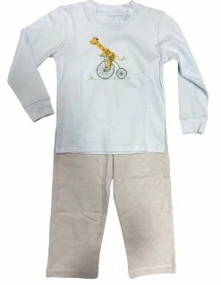 Squiggles Spring/Summer Boy Bicycle Giraffe Blue/Grey Pant Set Spring/Summer 2023
