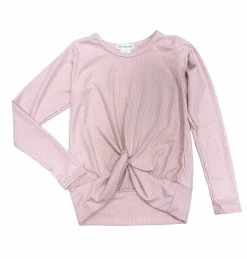 Area Code 407 Fall Cadence Powder Pink Rib Knot Top New Arrivals