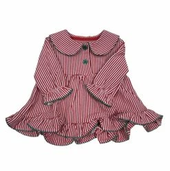 Be Mine Fall Red Stripes Button Up Girl's Gown 75% OFF Christmas