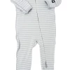 Sweet Bamboo Blue/Grey Stripe Piped Zipper Footie