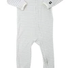 Sweet Bamboo Blue/White Stripe Piped Zipper Footie Infant Clothing