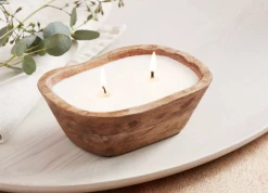 Mudpie Decor Small Petite Wood Bowl Candle