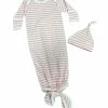Kissy Kissy Kissy Love Pink Stripe Knotted Gown/Hat Set Infant Clothing