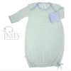 Infant Clothing Paty Gown Mint W/Blue Trim