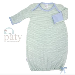 Infant Clothing Paty Gown Mint W/Blue Trim