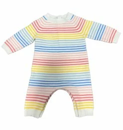 Little Me Rainbow Striped Sweater Romper
