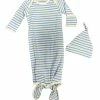 Kissy Kissy Kissy Love Blue Stripe Knotted Gown/Hat Set