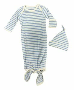 Kissy Kissy Kissy Love Blue Stripe Knotted Gown/Hat Set