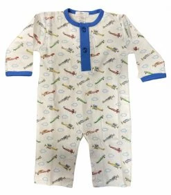 BABY LOREN Infant Clothing Vintage Airplanes Pima Romper
