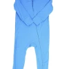 Sweet Bamboo Infant Clothing Piped Zipper Romper Classic Blue