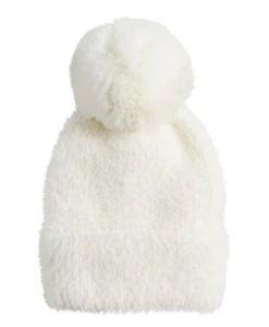 Mudpie Accessories IVORY FUZZY POM KNIT HAT