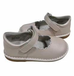 L'Amour Caitlin Scalloped Mary Jane Pebbled Almond Shoes