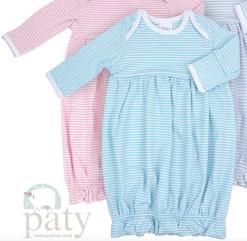 Infant Clothing Paty Stripe Overlap Gown Turquoise