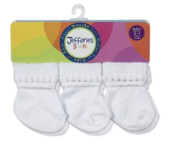 Baby Registry White Cuff Socks 6 Pair Pack