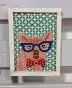 Karma Living 6x8 Stitch Wall Art-pig
