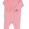 Sweet Bamboo Piped Zipper Footie Strawberry Pink