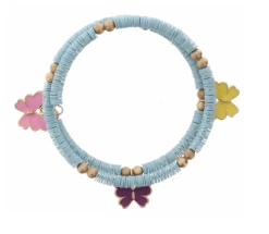 Jane Marie Kids Baby Blue Sequin Wrap W/ Butterfly Charms Bracelet Gifts