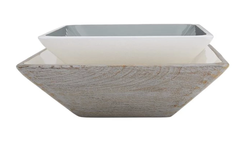 Cheapest ๐ Mudpie Decor Gry Wht Square Enamel Bowl Set ๐ 1 Mudpie Decor Gry Wht Square Enamel Bowl Set