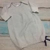 Paty Infant Clothing GREY STRIPE GOWN W/TRIM