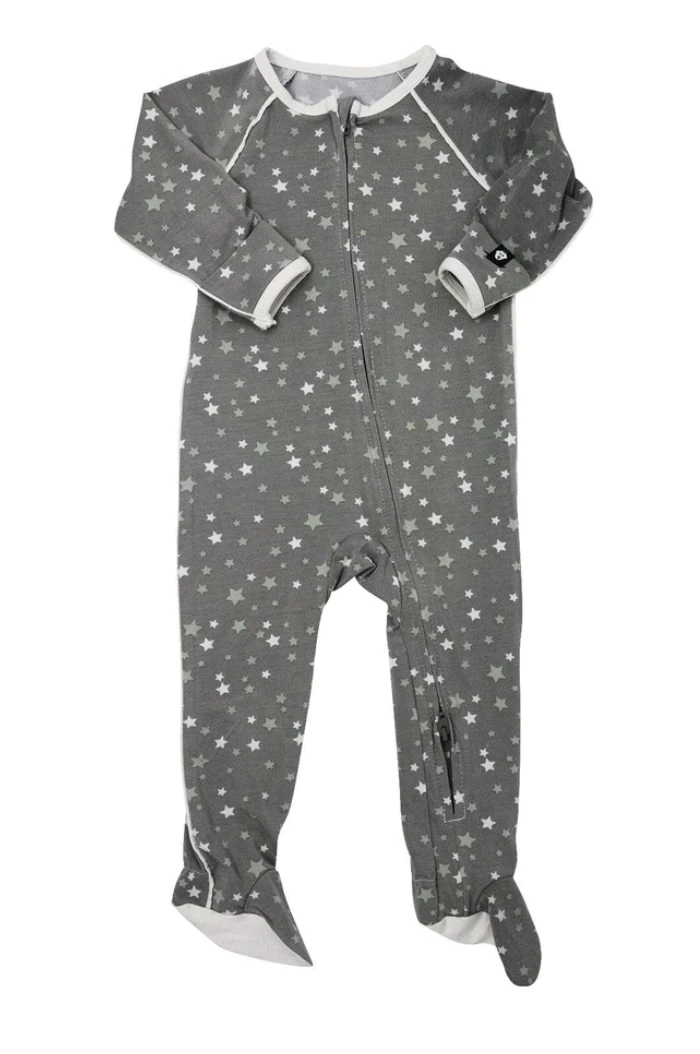 Best deal ๐งจ Sweet Bamboo Stars Green Piped Zipper Footie โ 1 Sweet Bamboo Stars Green Piped Zipper Footie