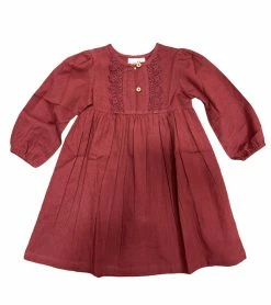 Yo Baby Fall Cranberry Linen Dress New Arrivals
