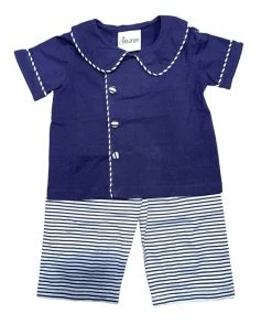 Delaney Fall Boys Navy Knit Collared Set