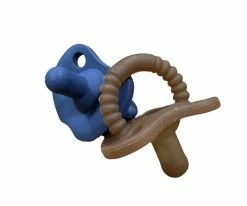Three Hearts 2 Pack Sili Soother- Brown/Navy Baby Accessories
