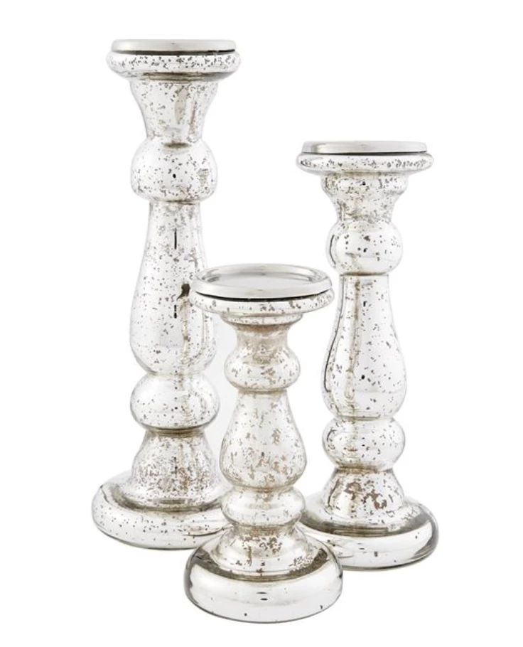 Top 10 ๐ Mudpie Decor SMALL MERCURY GLASS CANDLESTICKS โจ 1 Mudpie Decor SMALL MERCURY GLASS CANDLESTICKS
