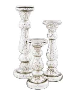 Mudpie Decor LARGE MERCURY GLASS CANDLESTICKS