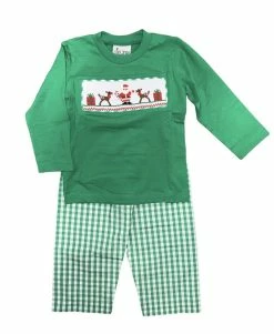 Delaney Fall 75% OFF Christmas Reindeer & Santa Smocked Boys Set