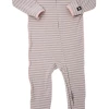 Baby Registry Pink/Grey Stripe Piped Zipper Footie