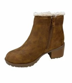 Mia Isobel Cognac Boot With Fur Shoes