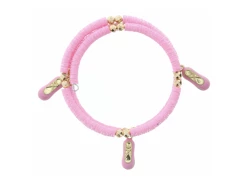 Jane Marie Kids Pink Sequin Wrap W/ Ballet Slipper Charms Bracelet Gifts