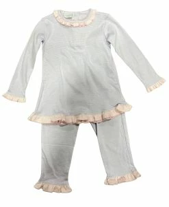 Squiggles 50% Off Fall Clothing PURPLE STRIPE PANT SET W/PK STRIPE RUFFLES