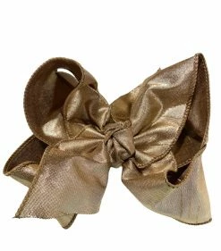 BEYOND CREATION Large Silk Shimmer Bow Bronze Baby Accessories