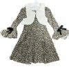 Bonnie Jean Fall 22 Leopard Dress W/Ivory Vest