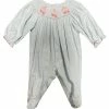 Petit Bebe/Petit Ami/Claire & Charlie Lt Blue Dotted Ballet Slipper Smocked Footie Spring/Summer 2023