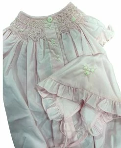 Baby Registry Soft Pink Smocked Gown & Bonnet